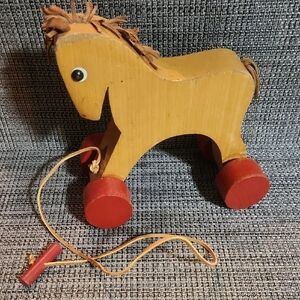 This Vintage HABA Horse Wooden Pull Toy 1960's